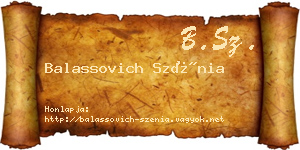Balassovich Szénia névjegykártya